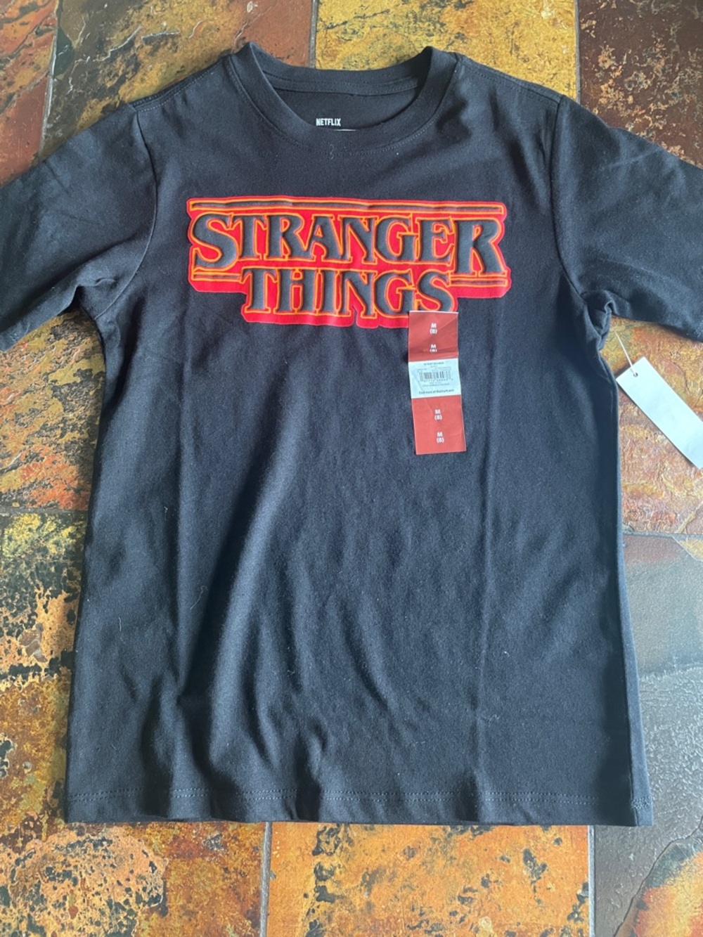 Netflix Kids Black Tee with Red Stranger Things Logo